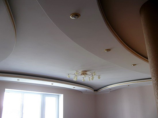 потолок из гипсокартона на кухне