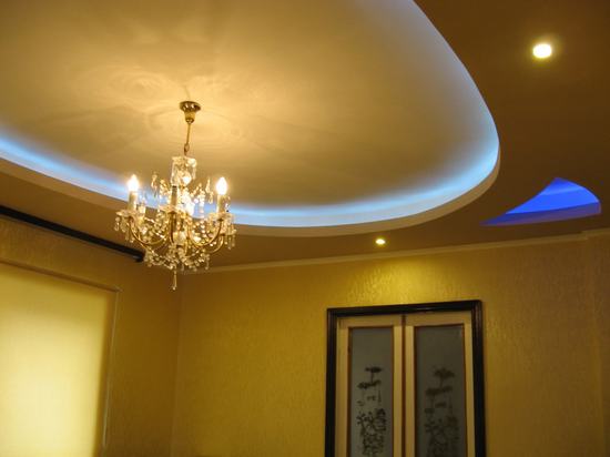 Потолок из гипсокартона: варианты установки точечных светильников