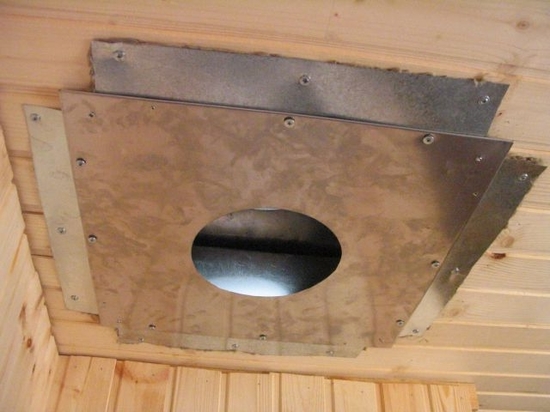 Быстрый способ сделать дымоход через потолок в бане